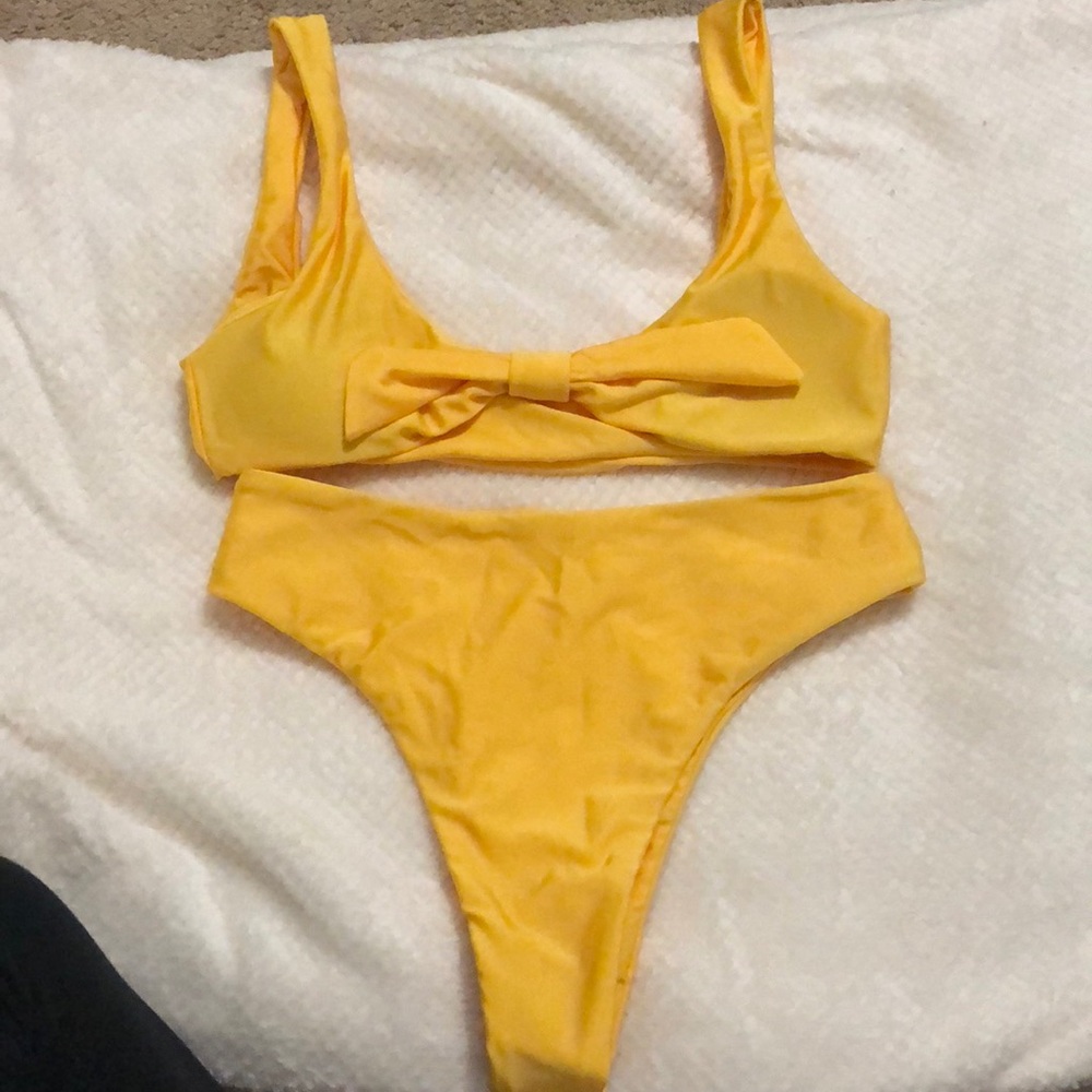 High waisted yellow bikini set